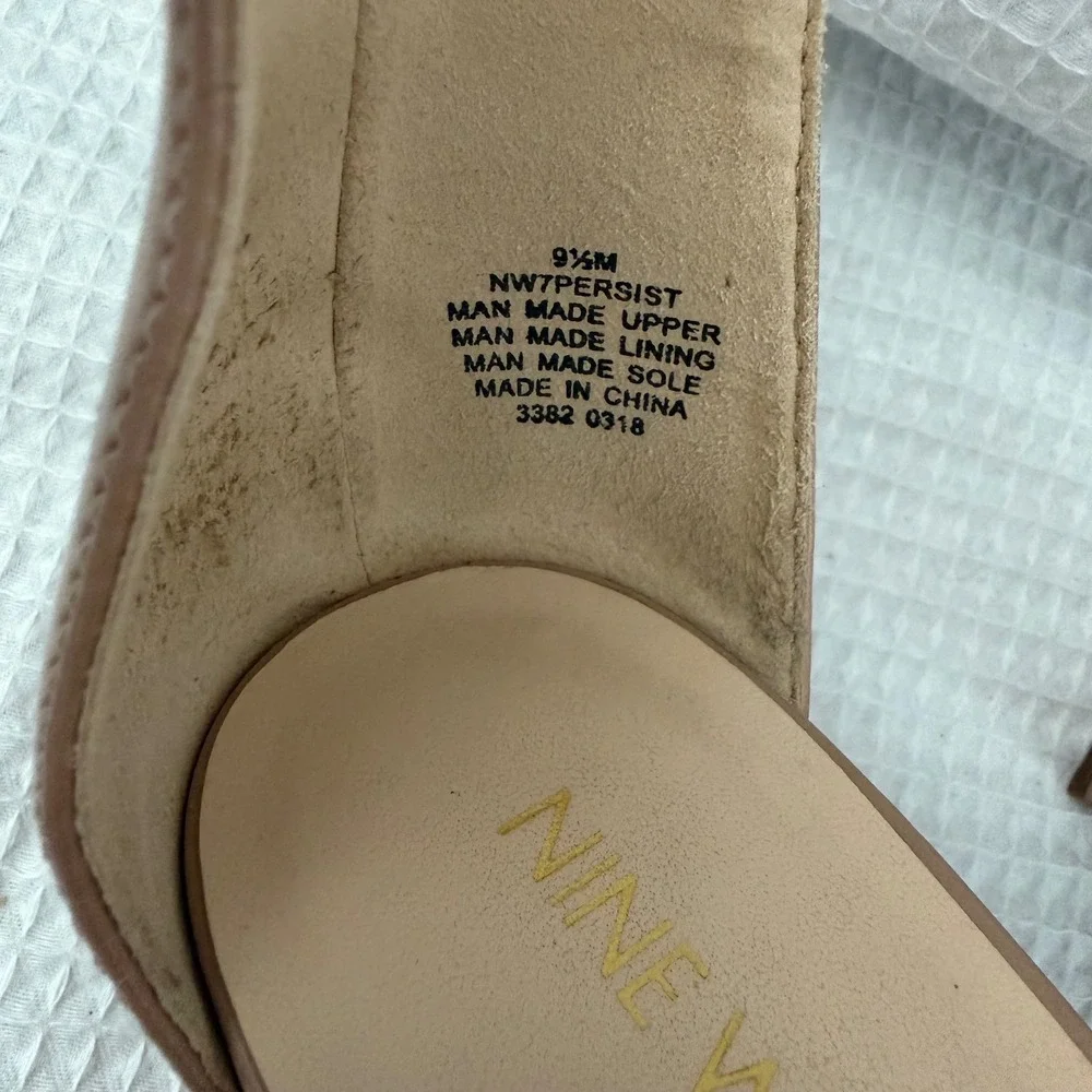 Nine West NW7PERSIST Nude Block Heel Ankle Strap Sandals Womens 9.5M